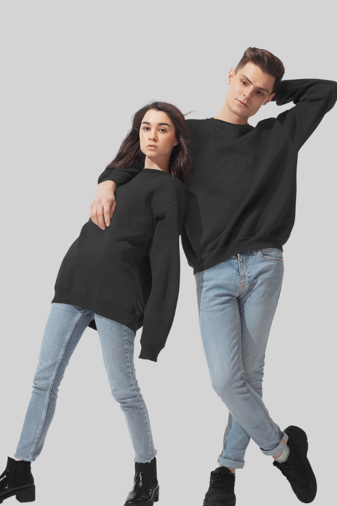 Black Oversized Sweatshirt For Women - WowWaves - 8