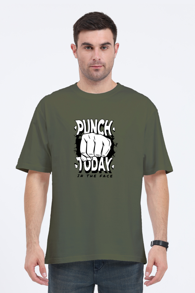 Punch Today In The Face Printed Oversized T-Shirt For Men - WowWaves - 5