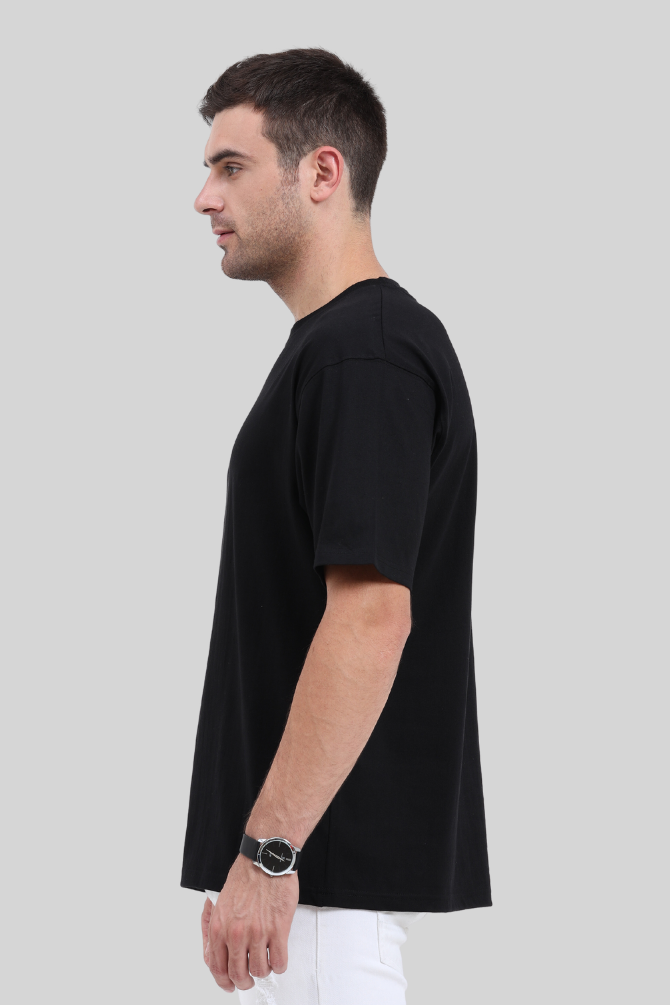 Black Lightweight Oversized T-Shirt For Men - WowWaves - 1