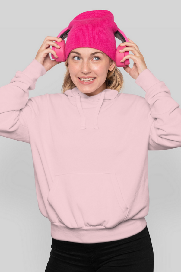 Light Pink Hoodie For Women - WowWaves