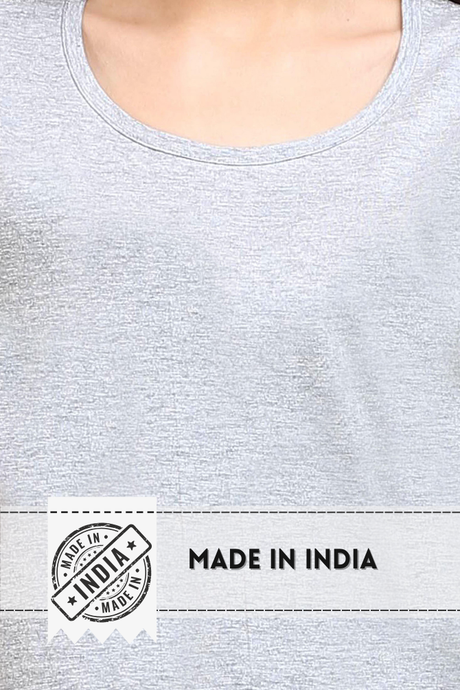 Grey Melange Scoop Neck T-Shirt For Women - WowWaves - 8