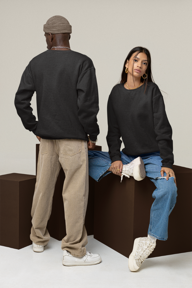 Black Oversized Sweatshirt For Women - WowWaves - 6