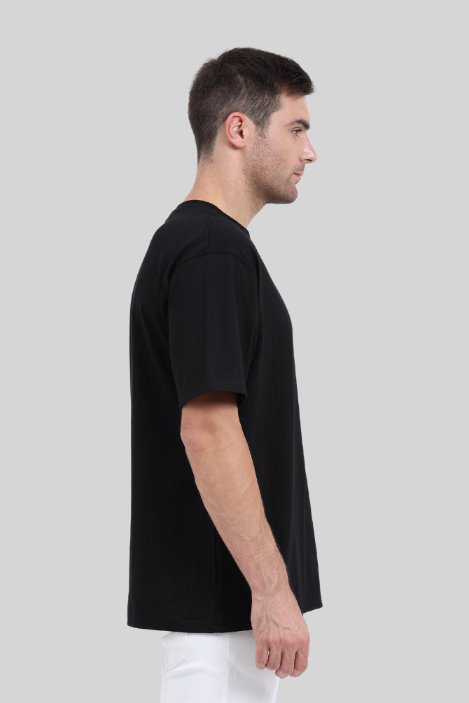 Black Lightweight Oversized T-Shirt For Men - WowWaves - 2