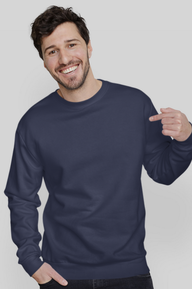 Navy Blue Sweatshirt For Men - WowWaves - 6