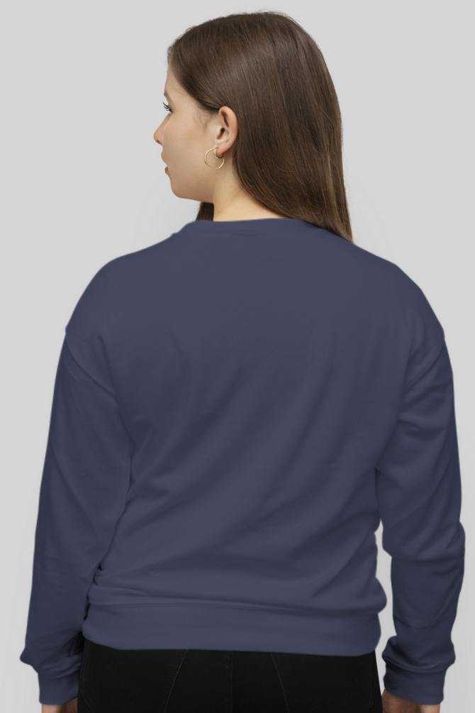Navy Blue Sweatshirt For Women - WowWaves - 3