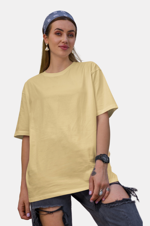 Beige Lightweight Oversized T-Shirt For Women - WowWaves