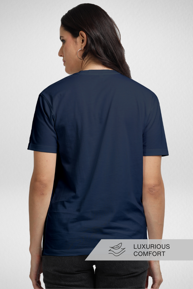 Navy Blue Supima Cotton T-Shirt For Women - WowWaves - 2