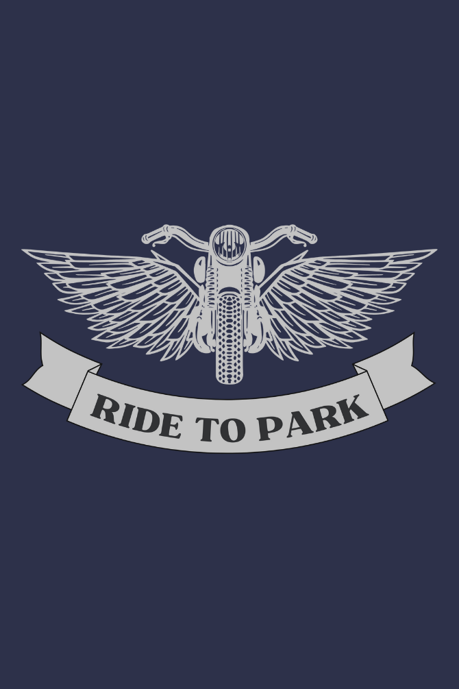 Ride To Park Navy Blue Printed Hoodie For Men - WowWaves - 1