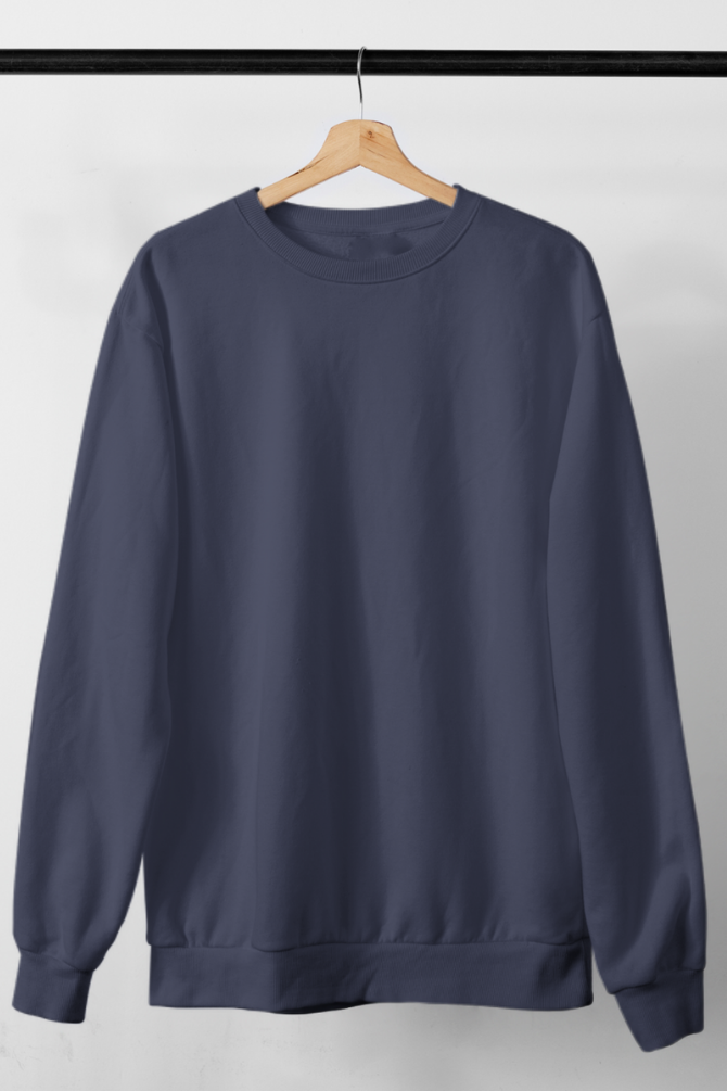 Navy Blue Sweatshirt For Women - WowWaves - 4