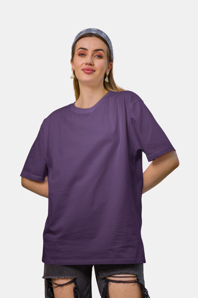 Purple Oversized T-Shirt For Women - WowWaves - 2