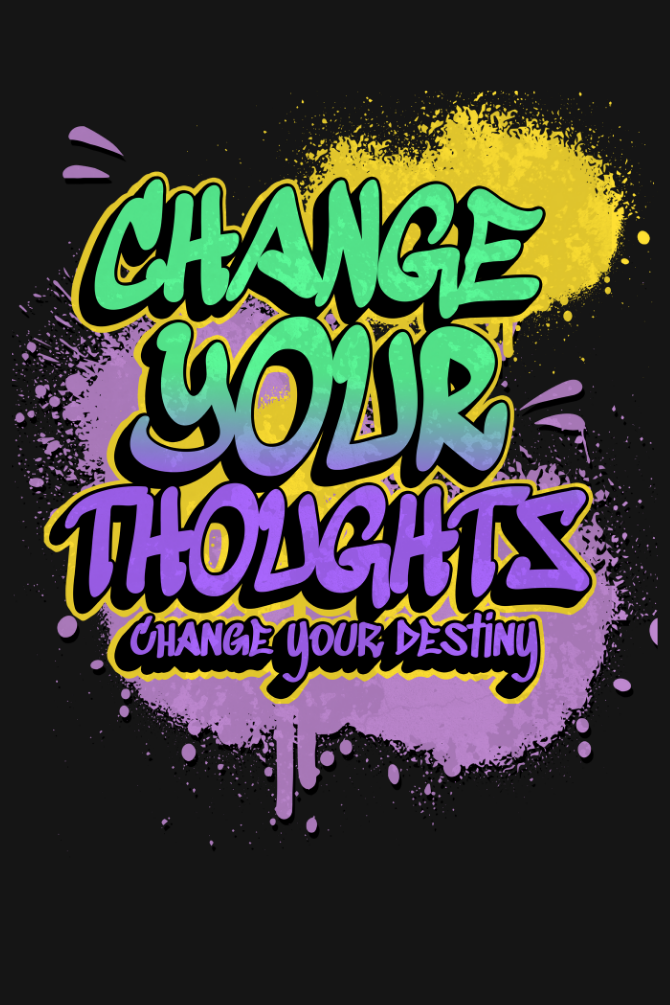 Change Your Thoughts Black Printed Sweatshirt For Men - WowWaves - 1