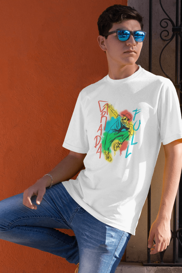 Hip Hop Dancer White Printed Oversized T-Shirt For Men - WowWaves