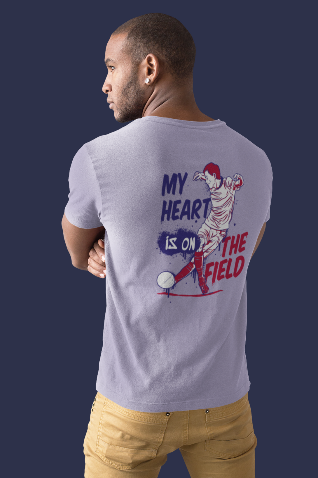 My Heart Is On The Field Printed T-Shirt For Men - WowWaves