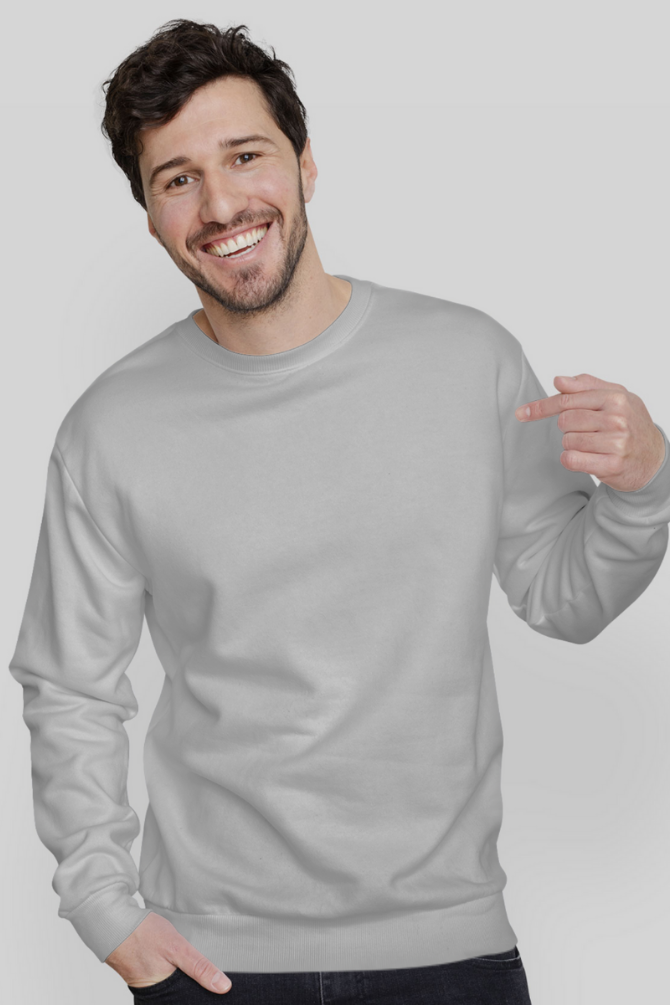 Grey Melange Sweatshirt For Men - WowWaves - 6