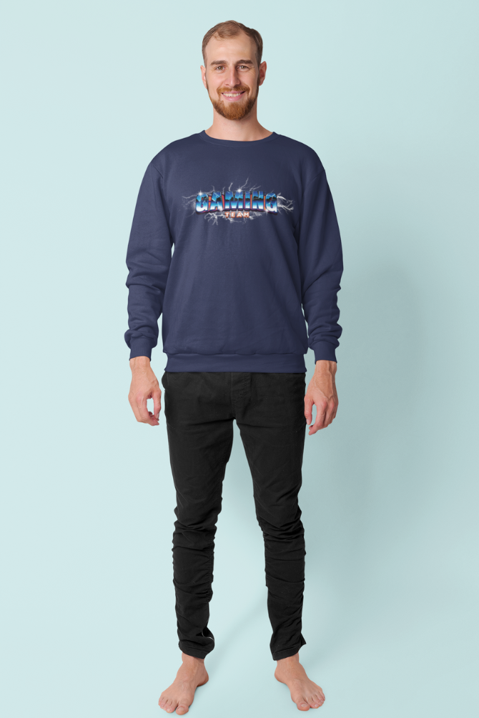 Gaming Team Navy Blue Printed Sweatshirt For Men - WowWaves - 2