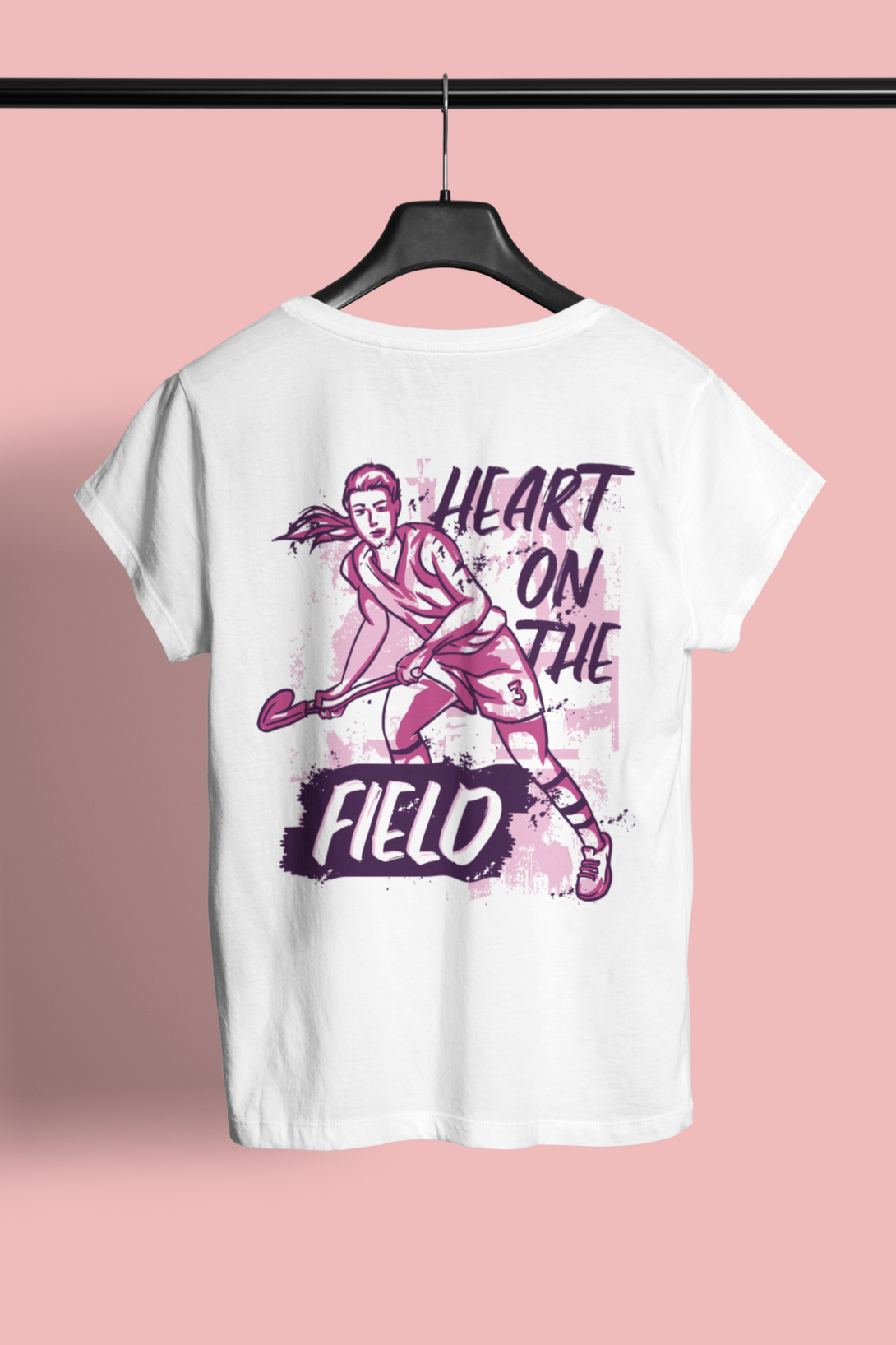 My Heart Is On The Field Printed Oversized T-Shirt For Women - WowWaves - 3