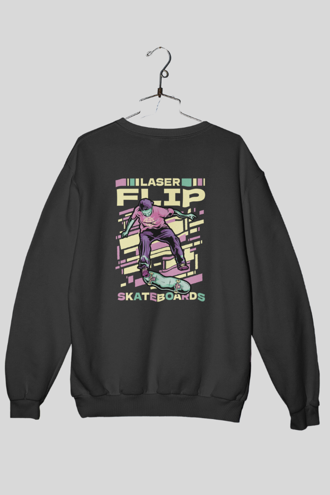 Laser Flip Skateboards Black Printed Sweatshirt For Men - WowWaves - 2