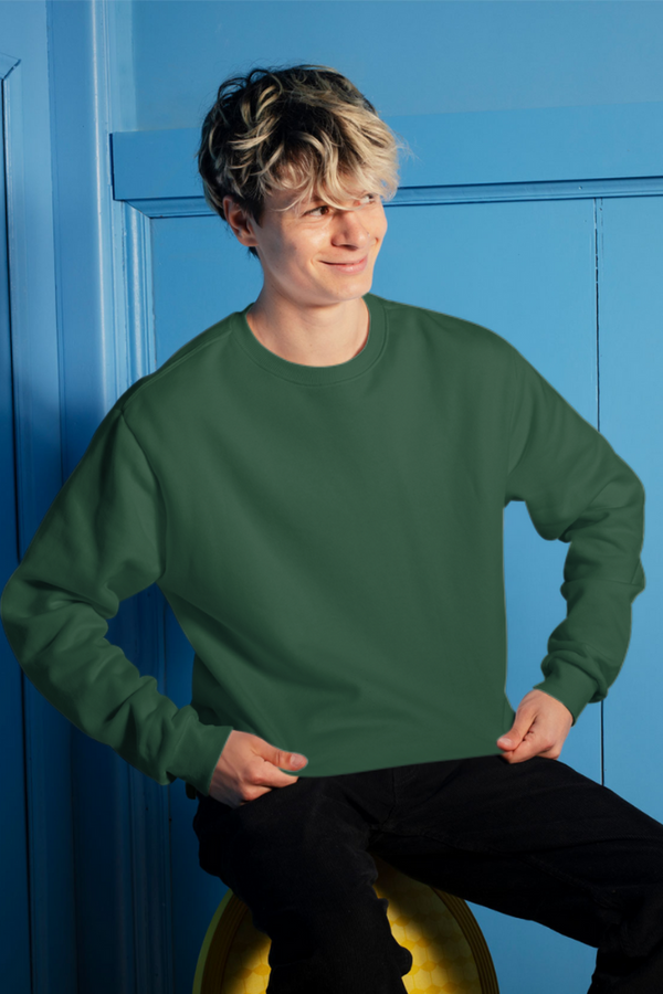 Bottle Green Oversized Sweatshirt For Men - WowWaves