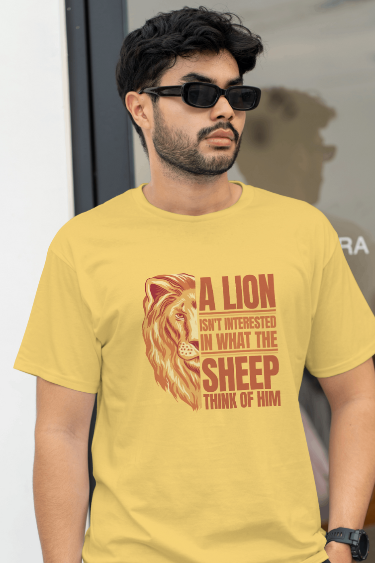Lion Motivational Printed T-Shirt For Men - WowWaves