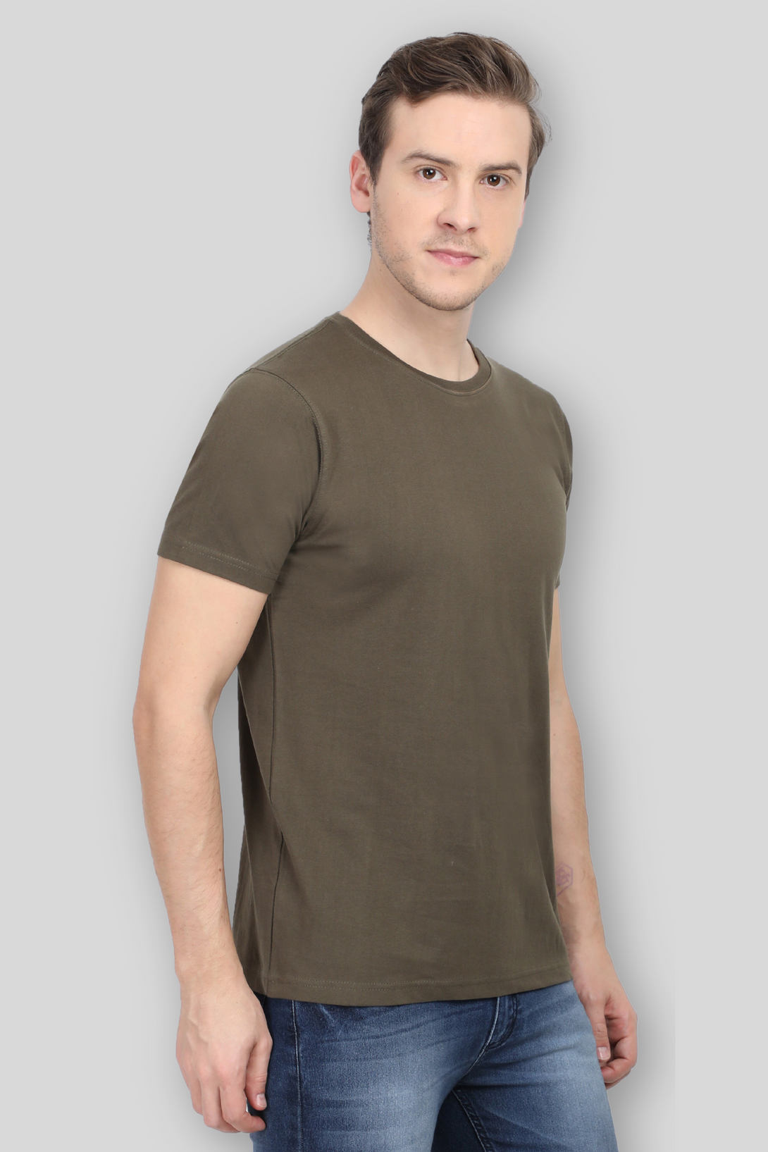 Olive Green T-Shirt For Men - WowWaves - 3