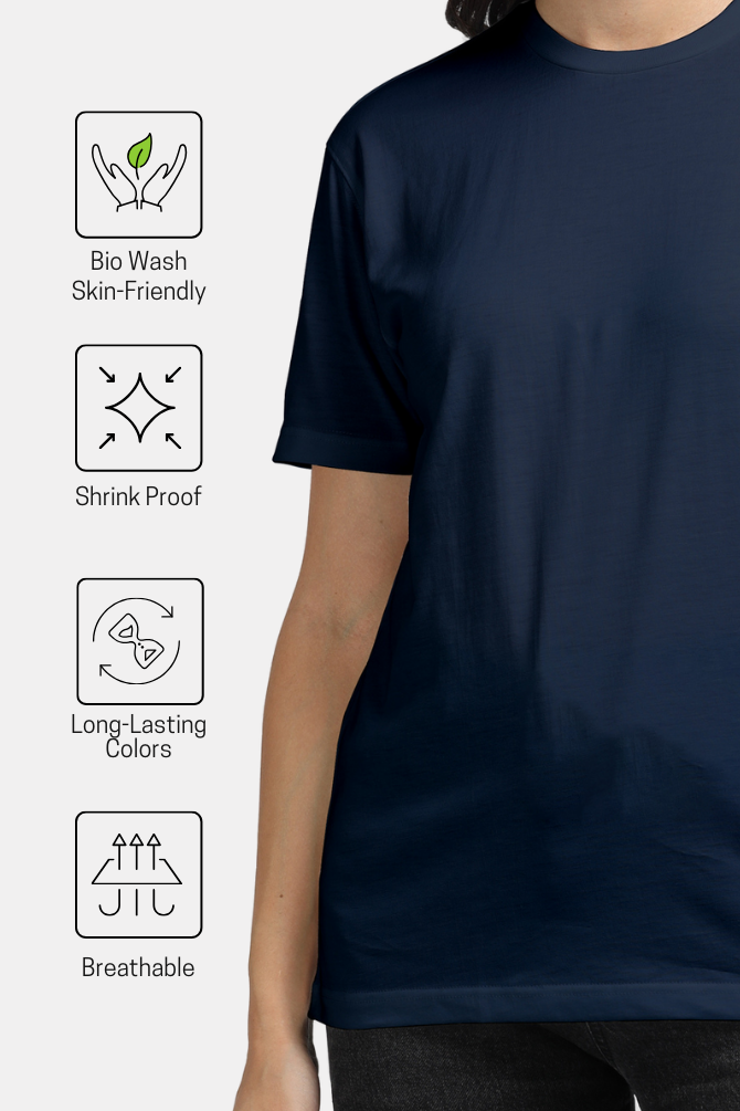 Navy Blue Supima Cotton T-Shirt For Women - WowWaves - 8