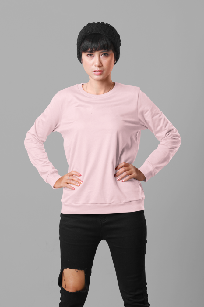 Light Pink Sweatshirt For Women - WowWaves - 2