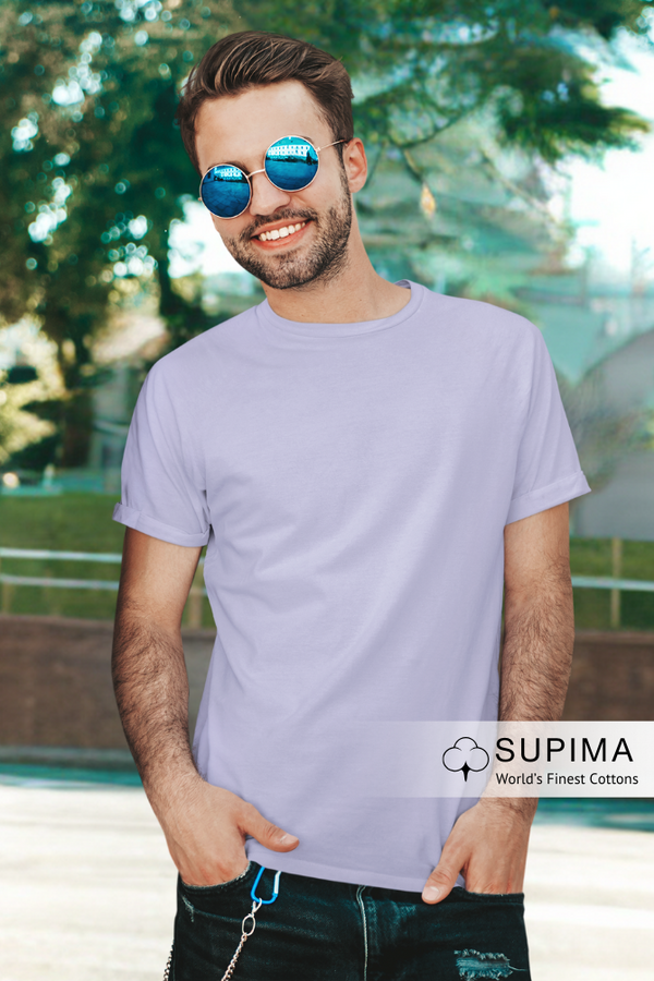 Lavender Supima Cotton T-Shirt For Men - WowWaves