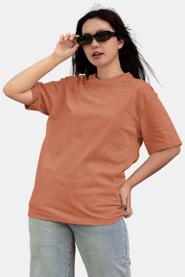 Coral Oversized T-Shirt For Women - WowWaves