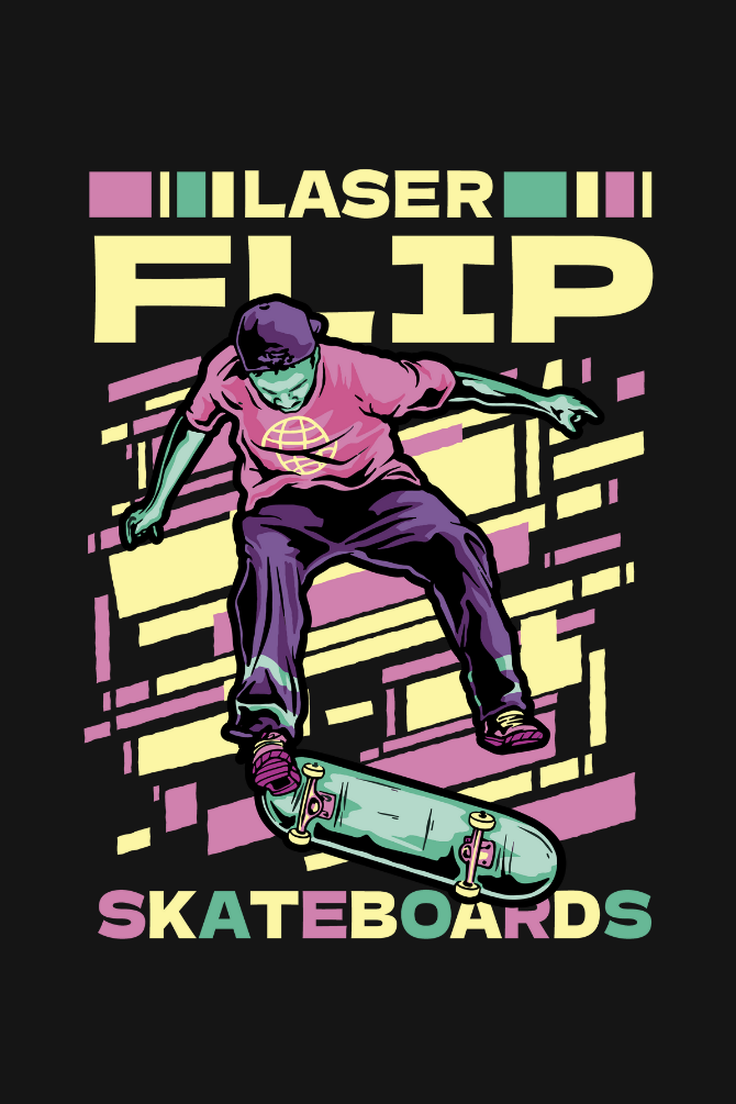 Laser Flip Skateboards Black Printed Sweatshirt For Men - WowWaves - 1