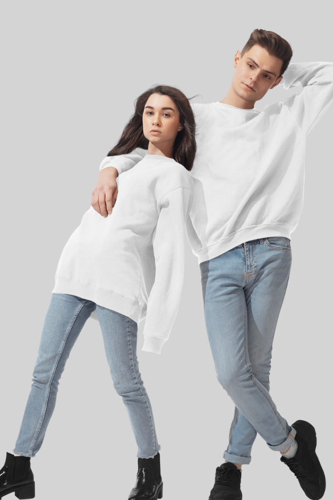 White Oversized Sweatshirt For Women - WowWaves - 8