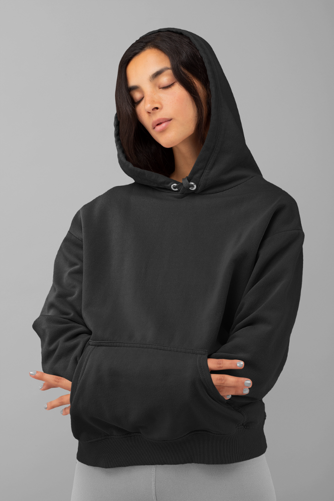 Black Oversized Hoodie For Women - WowWaves - 4