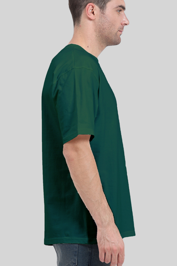 Bottle Green Oversized T-Shirt For Men - WowWaves - 1