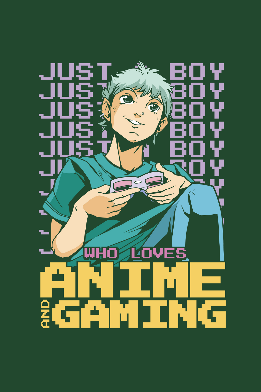 Anime Gamer Printed Oversized T-Shirt For Men - WowWaves - 1