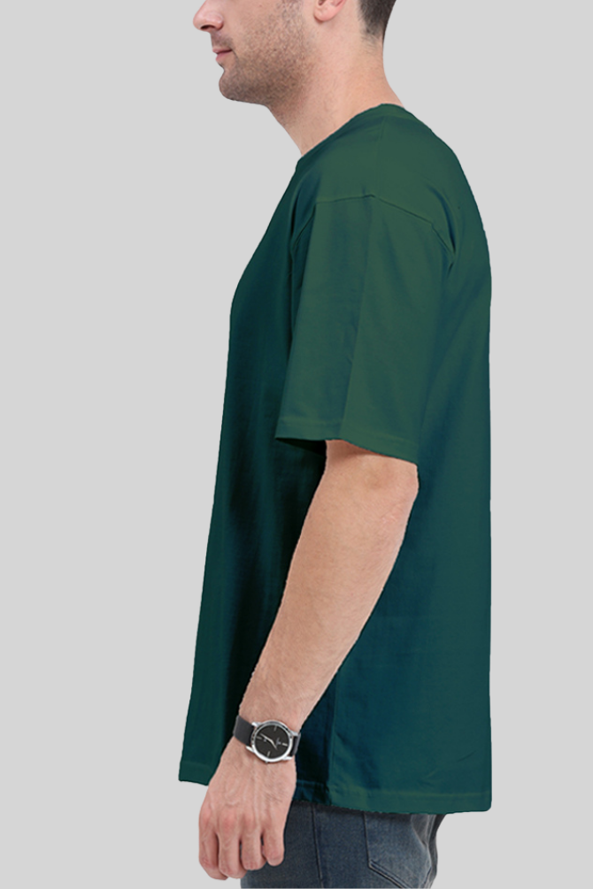 Bottle Green Oversized T-Shirt For Men - WowWaves - 2