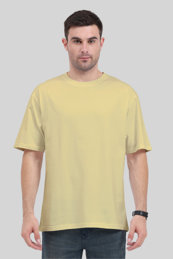 Beige Lightweight Oversized T-Shirt For Men - WowWaves