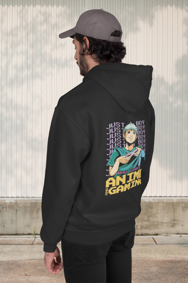 Anime Gamer Black Printed Hoodie for men-Printed Hoodie-WD10412-Black-S-Wow Waves
