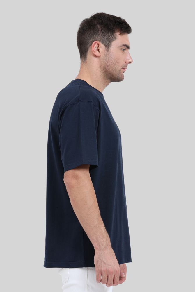 Navy Blue Lightweight Oversized T-Shirt For Men - WowWaves - 1