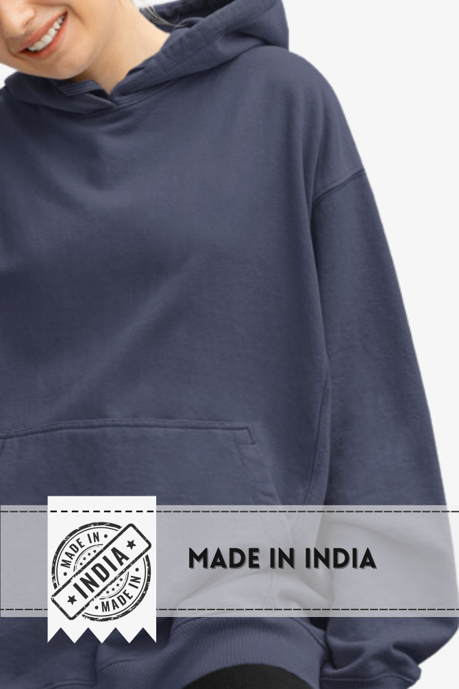 Navy Blue Oversized Hoodie For Women - WowWaves - 8