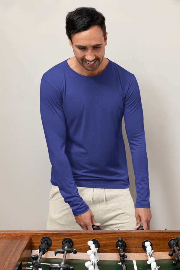 Royal Blue Full Sleeve T-Shirt For Men - WowWaves