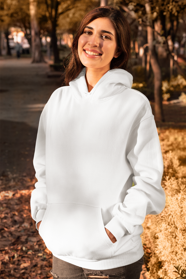 White Oversized Hoodie For Women - WowWaves