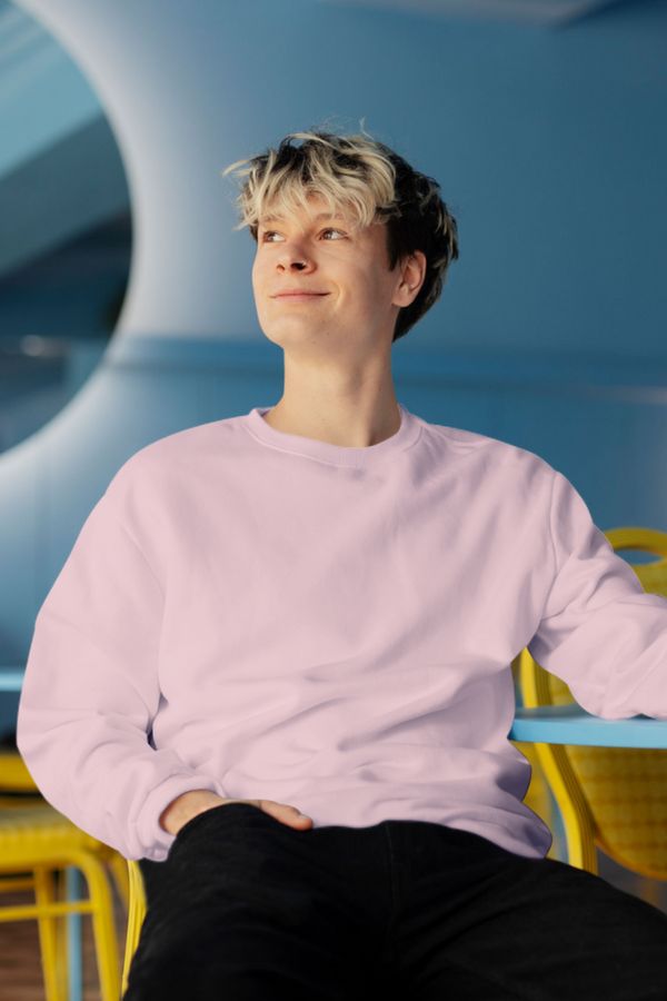 Light Pink Oversized Sweatshirt For Men - WowWaves