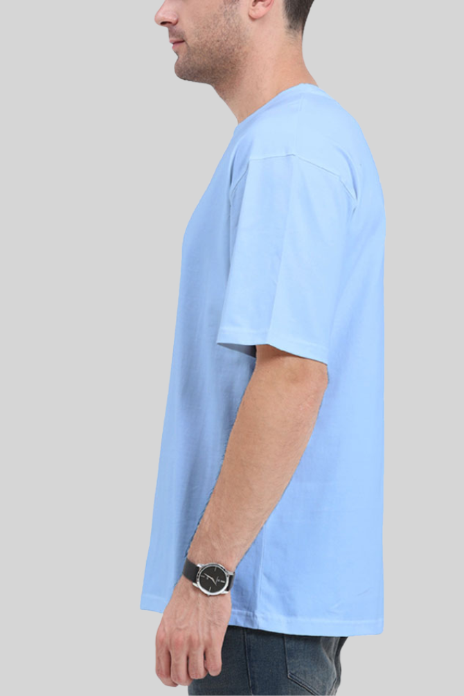 Baby Blue Oversized T-Shirt For Men - WowWaves - 6