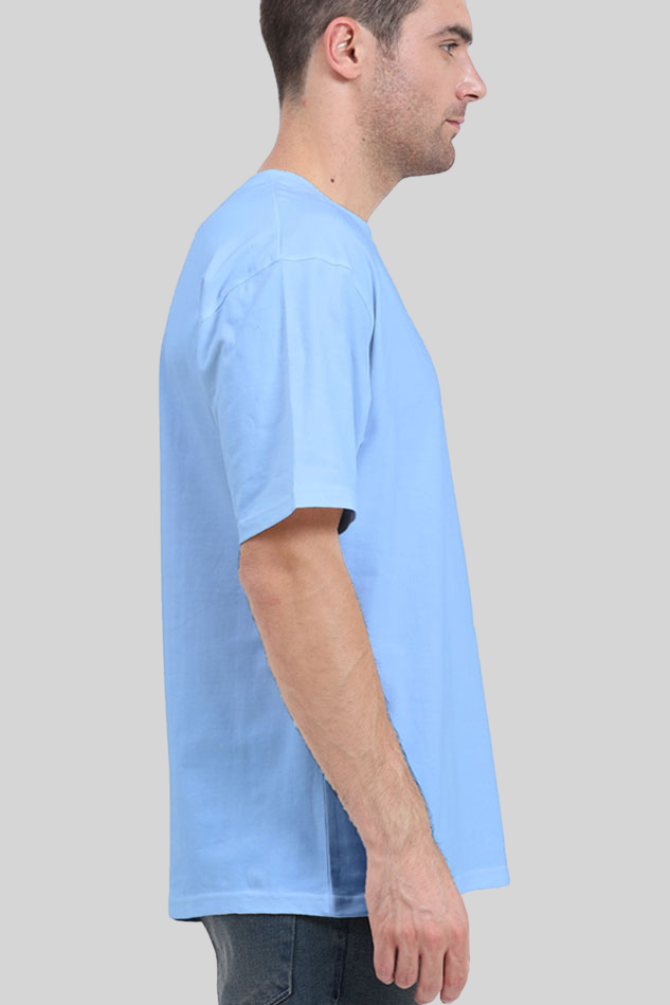 Baby Blue Oversized T-Shirt For Men - WowWaves - 5