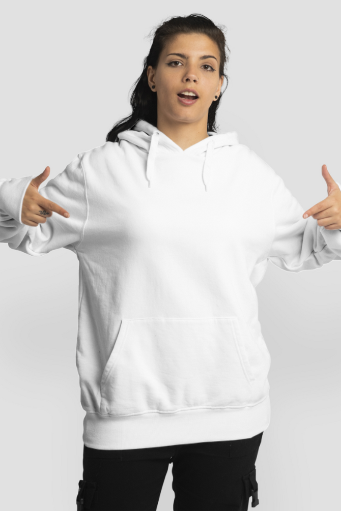 White Oversized Hoodie For Women - WowWaves - 2