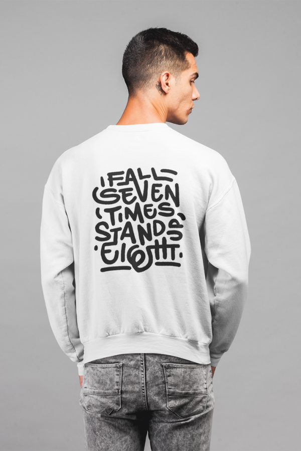 Fall And Stand White Printed Sweatshirt For Men - WowWaves