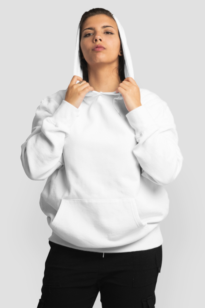 White Oversized Hoodie For Women - WowWaves - 3
