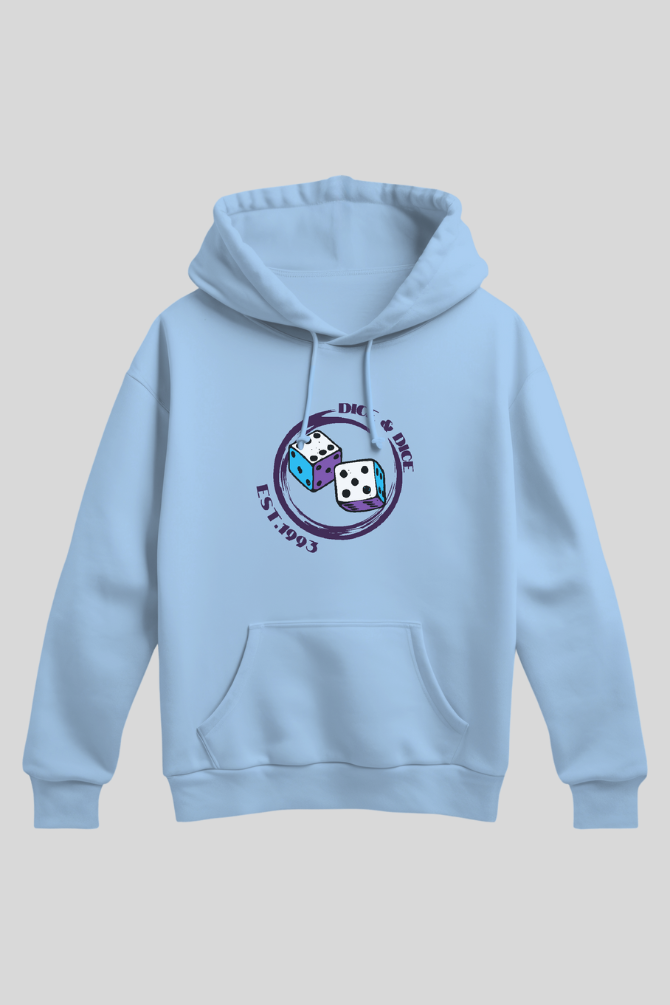 Dice Baby Blue Printed Hoodie For Men - WowWaves - 6