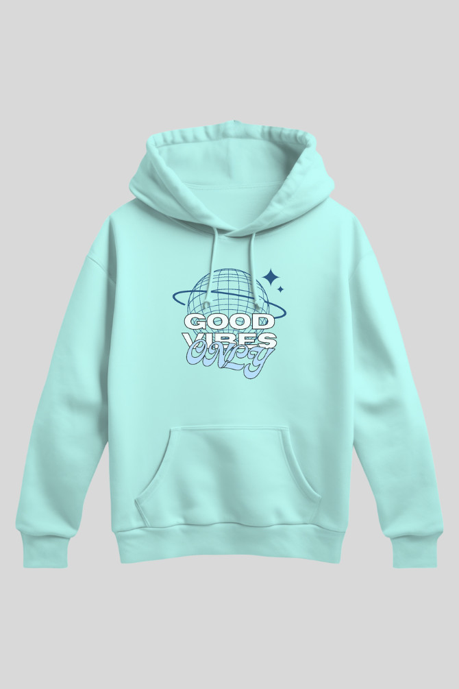 Good Vibes Only Mint Printed Hoodie For Women - WowWaves - 5