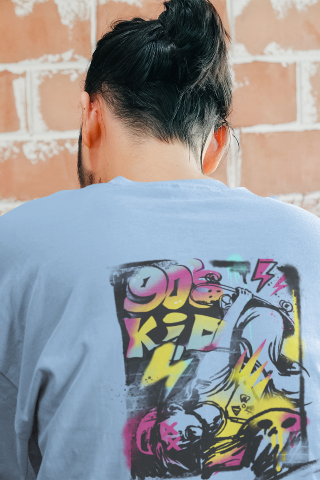 90S Skater Graffiti Printed Oversized T-Shirt For Men - WowWaves - 2