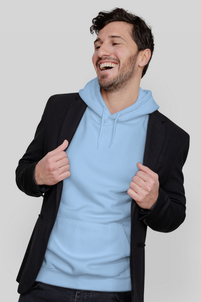 Baby Blue Hoodie For Men - WowWaves